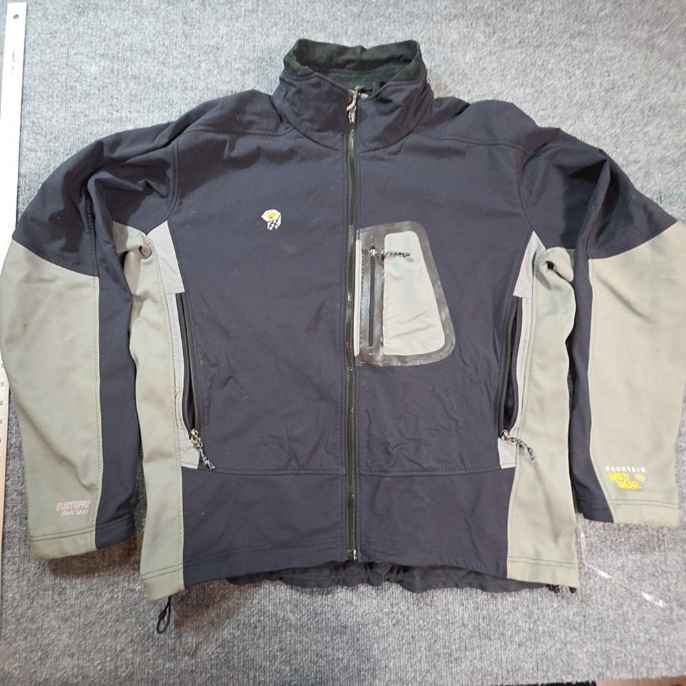 Mountain Hardwear Jacket Mens XL Gray Windstopper Softshell Full Zip Hiking